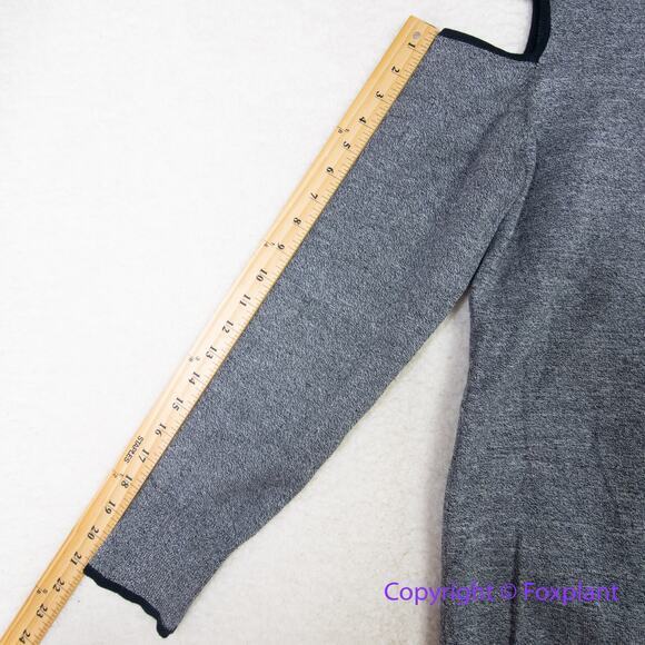 CALVIN KLEIN Women's Gray Contrast-trim Cold-shoulder Sweater Top Size M - Picture 8 of 16